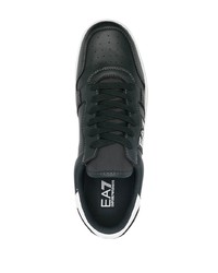 Baskets basses en cuir vert foncé Ea7 Emporio Armani