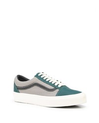 Baskets basses en cuir vert foncé Vans