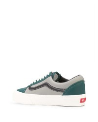 Baskets basses en cuir vert foncé Vans