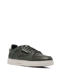 Baskets basses en cuir vert foncé Emporio Armani