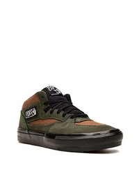 Baskets basses en cuir vert foncé Vans