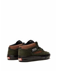 Baskets basses en cuir vert foncé Vans