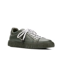 Baskets basses en cuir vert foncé Philipp Plein