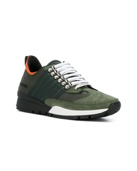 Baskets basses en cuir vert foncé DSQUARED2