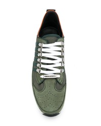 Baskets basses en cuir vert foncé DSQUARED2