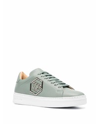 Baskets basses en cuir vert menthe Philipp Plein