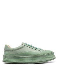 Baskets basses en cuir vert menthe Jil Sander