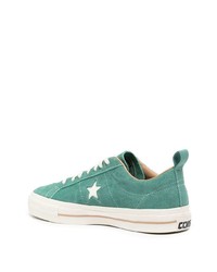 Baskets basses en cuir vert menthe Converse