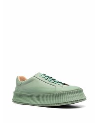 Baskets basses en cuir vert menthe Jil Sander