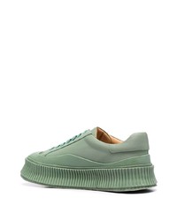 Baskets basses en cuir vert menthe Jil Sander