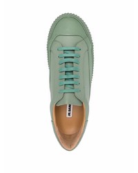 Baskets basses en cuir vert menthe Jil Sander