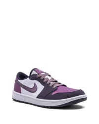 Baskets basses en cuir violettes Jordan