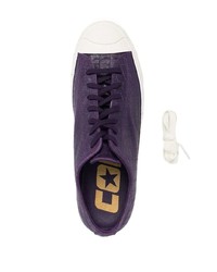 Baskets basses en cuir violettes Converse