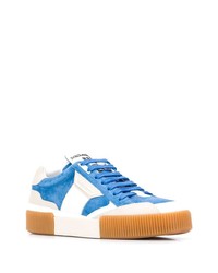 Baskets basses en daim blanc et bleu Dolce & Gabbana