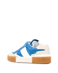 Baskets basses en daim blanc et bleu Dolce & Gabbana