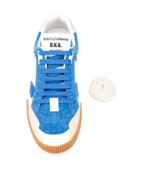 Baskets basses en daim blanc et bleu Dolce & Gabbana