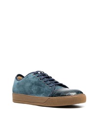 Baskets basses en daim bleu canard Lanvin