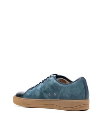 Baskets basses en daim bleu canard Lanvin