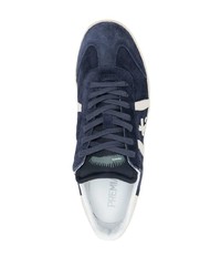 Baskets basses en daim bleu marine et blanc Premiata