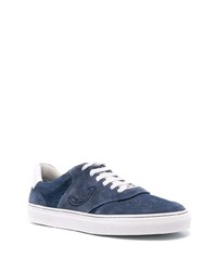 Baskets basses en daim bleu marine et blanc Jacob Cohen