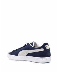 Baskets basses en daim bleu marine et blanc Puma