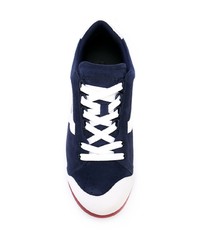 Baskets basses en daim bleu marine et blanc Bally