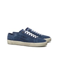 Baskets basses en daim bleu marine Saint Laurent