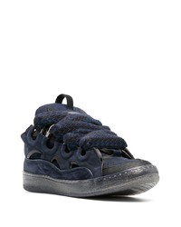 Baskets basses en daim bleu marine Lanvin