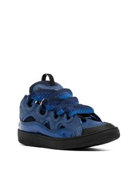 Baskets basses en daim bleu marine Lanvin