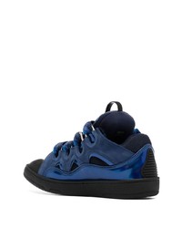 Baskets basses en daim bleu marine Lanvin