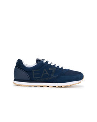 Baskets basses en daim bleu marine Ea7 Emporio Armani