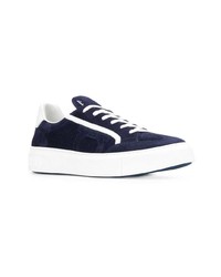 Baskets basses en daim bleu marine Salvatore Ferragamo