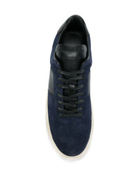 Baskets basses en daim bleu marine Paul Smith