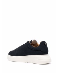 Baskets basses en daim bleu marine Emporio Armani