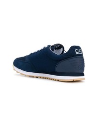 Baskets basses en daim bleu marine Ea7 Emporio Armani