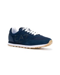 Baskets basses en daim bleu marine Ea7 Emporio Armani