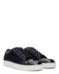 Baskets basses en daim bleu marine Lanvin