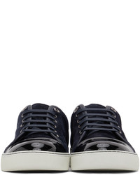 Baskets basses en daim bleu marine Lanvin