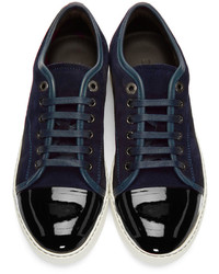 Baskets basses en daim bleu marine Lanvin