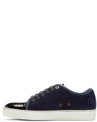 Baskets basses en daim bleu marine Lanvin