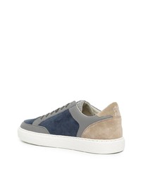 Baskets basses en daim bleu marine Brunello Cucinelli