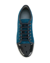 Baskets basses en daim bleu marine Lanvin