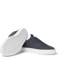 Baskets basses en daim bleu marine Grenson