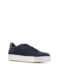 Baskets basses en daim bleu marine Giorgio Armani