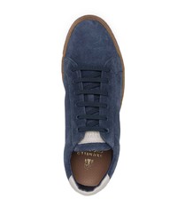 Baskets basses en daim bleu marine Brunello Cucinelli