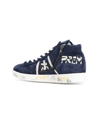 Baskets basses en daim bleu marine White Premiata