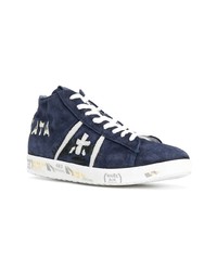 Baskets basses en daim bleu marine White Premiata