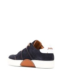 Baskets basses en daim bleu marine Ermenegildo Zegna