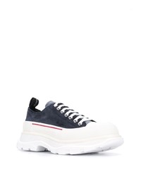 Baskets basses en daim bleu marine Alexander McQueen