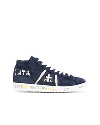 Baskets basses en daim bleu marine White Premiata